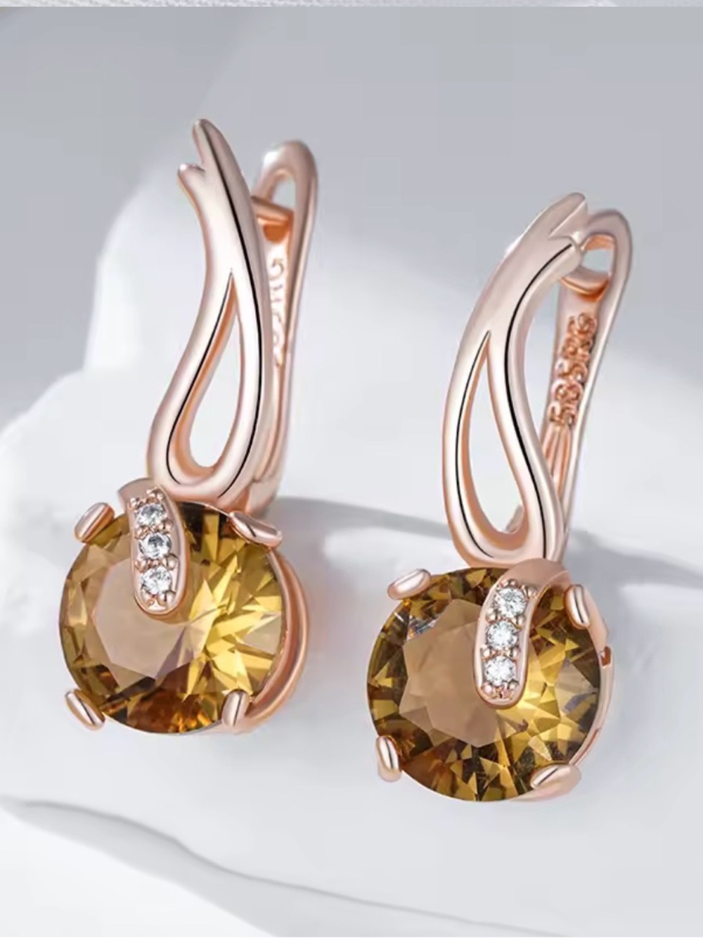 Kinel Hot Unique Brown Natural Zircon Dangle Earrings